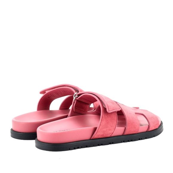 Hermes Women's Chypre Sandals Suede Pink - Picture 3 of 4